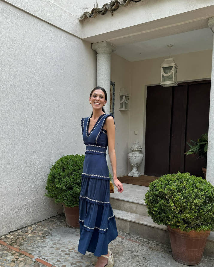 Casual V-neck Tassel Dress - High Waist Knitted Dress