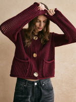 Knitted Sweater Cardigan – Cropped Long Sleeve Autumn Outerwear
