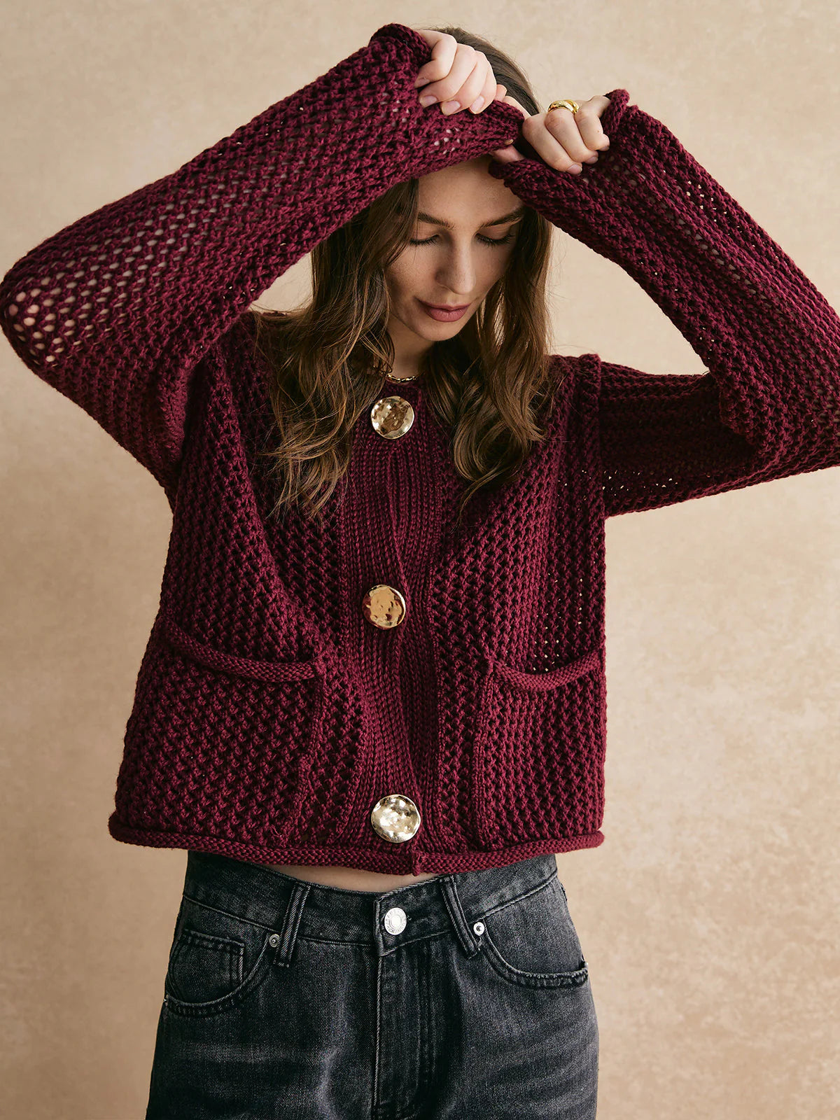 Knitted Sweater Cardigan – Cropped Long Sleeve Autumn Outerwear