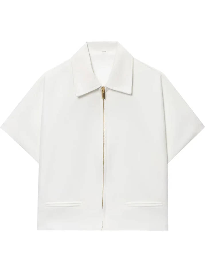 Women’s Cropped Varsity Jacket – Short Sleeve Zip-Up Summer Outerwear