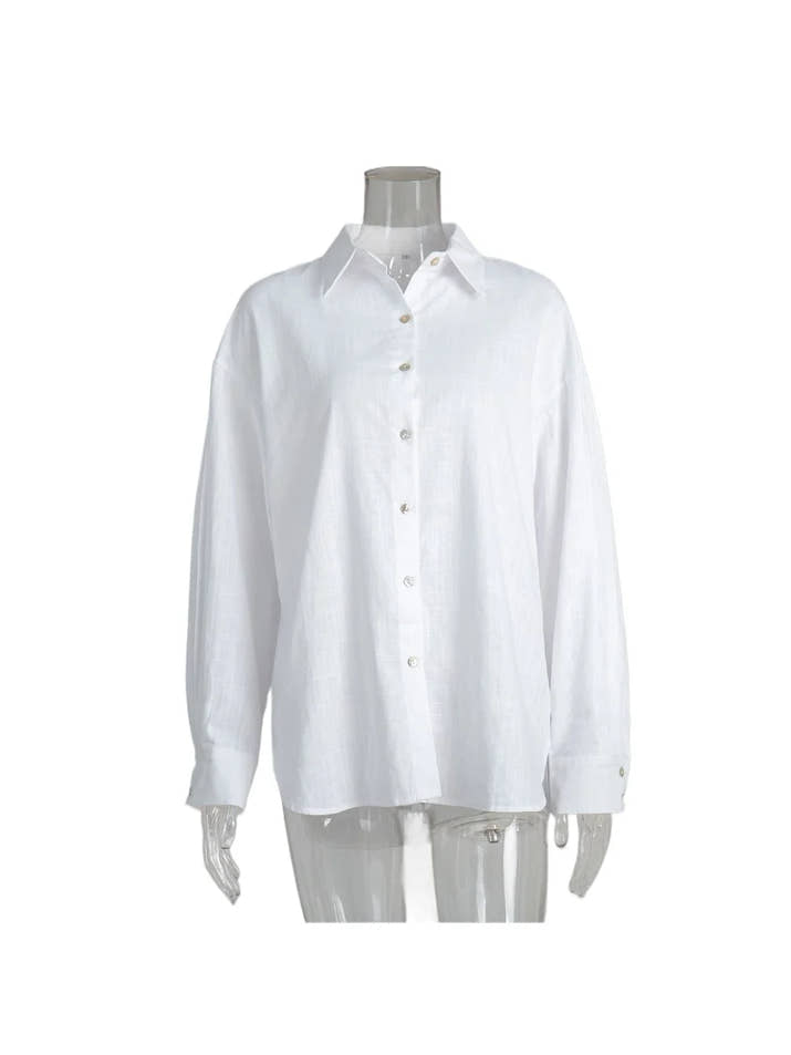 Cotton Casual Loose Shirt for Women – Spring Summer Versatile Cardigan