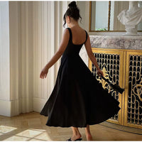 Polka Dot Square Neck Maxi Dress – Sleeveless High Waist Summer Gown