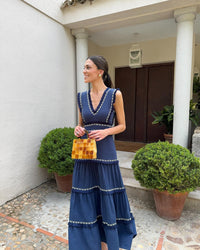 Casual V-neck Tassel Dress - High Waist Knitted Dress