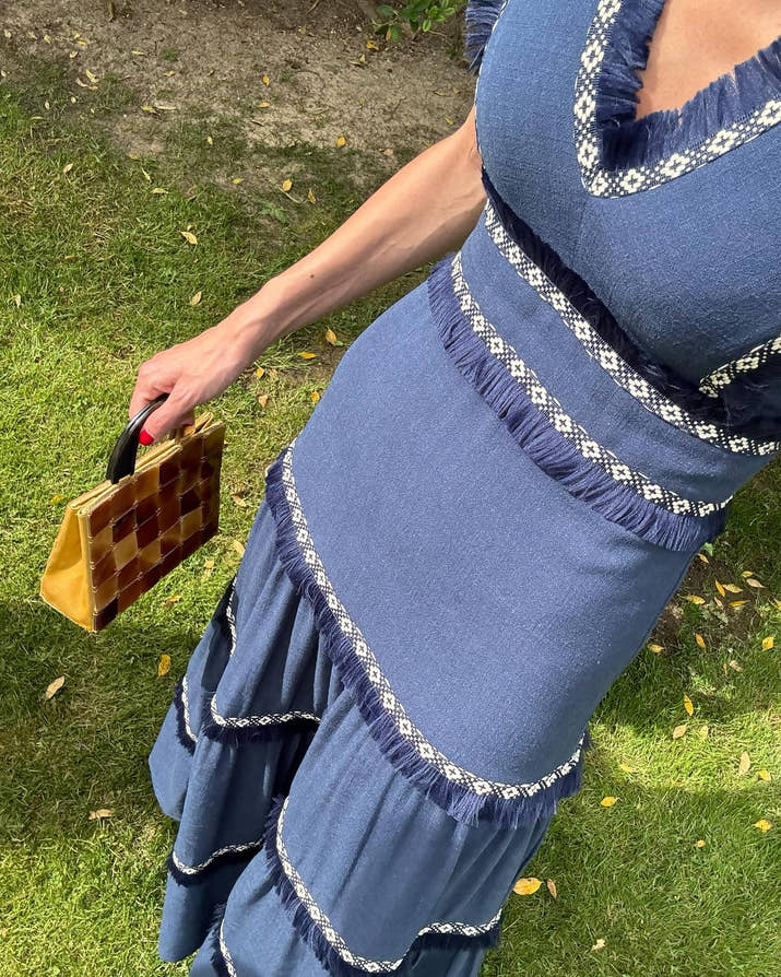 Casual V-neck Tassel Dress - High Waist Knitted Dress