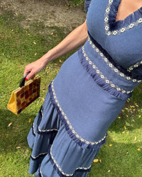 Casual V-neck Tassel Dress - High Waist Knitted Dress