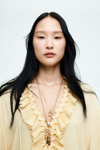 Ruffle Tunic Blouse Women – Long Sleeve Yellow Lace Top