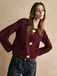 Knitted Sweater Cardigan – Cropped Long Sleeve Autumn Outerwear
