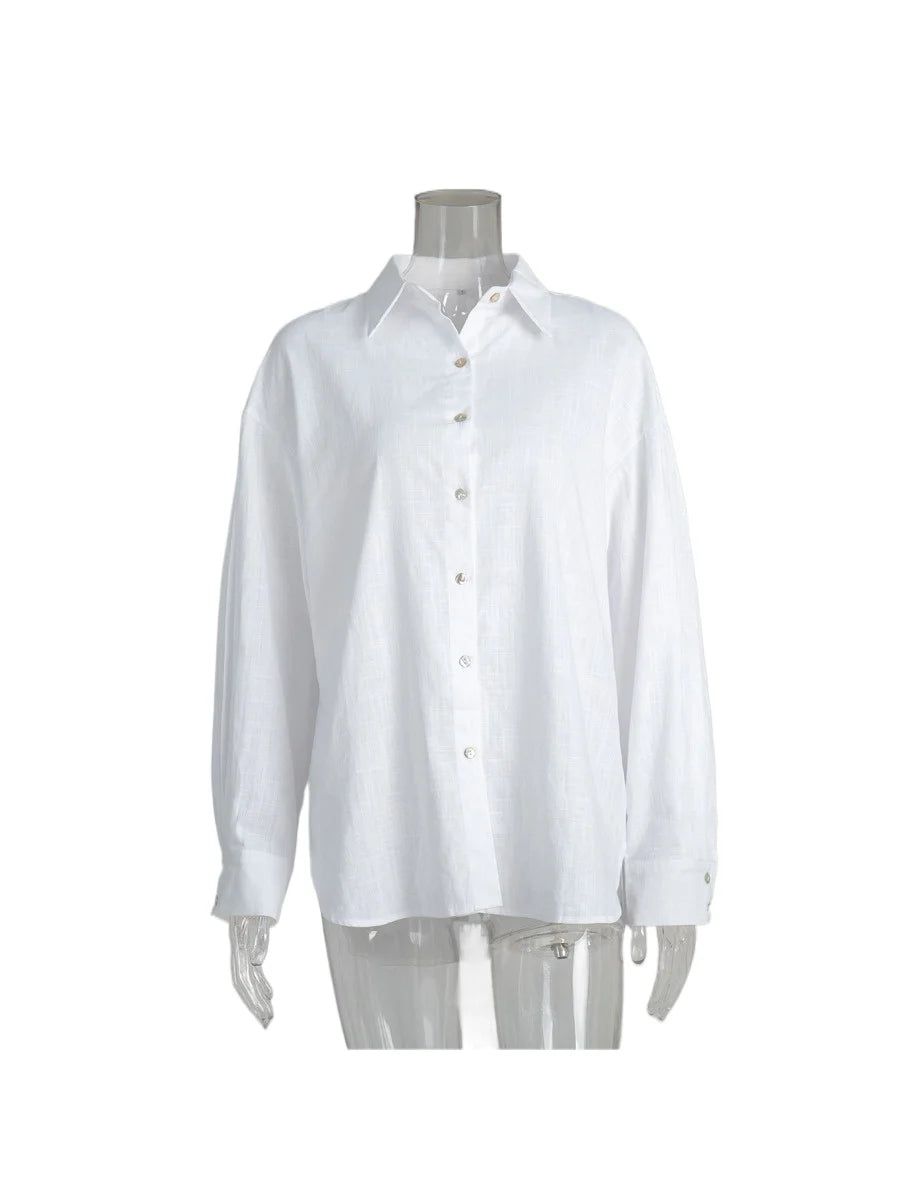 Cotton Casual Loose Shirt for Women – Spring Summer Versatile Cardigan