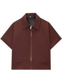 Women’s Cropped Varsity Jacket – Short Sleeve Zip-Up Summer Outerwear