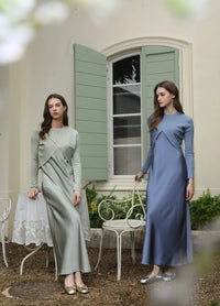 Satin Maxi Dress Set with Knitted Top – Spring Summer Style