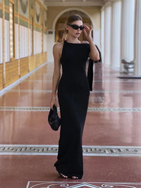 Sweetheart Asymmetric Long Dress – Slim Fit Tie Waist Evening Gown