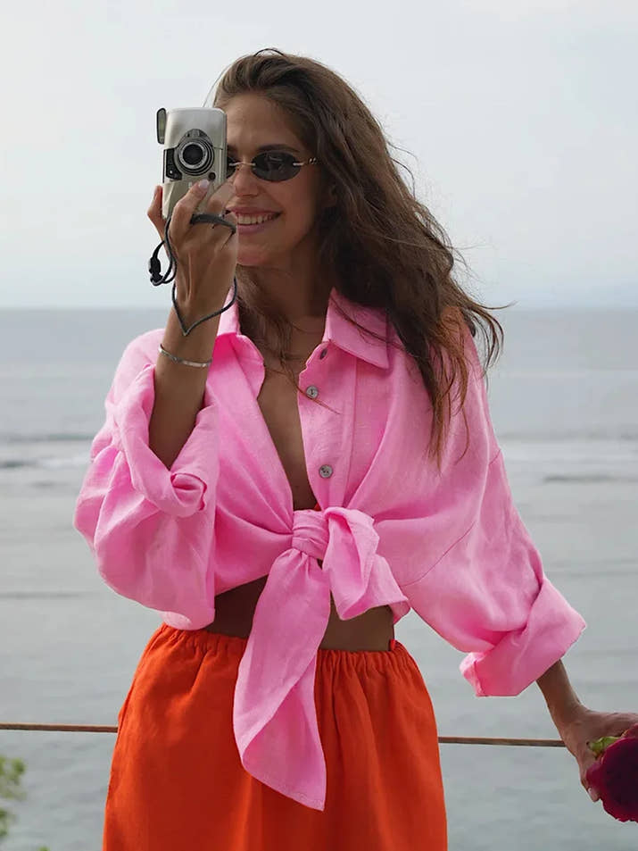 Cotton Casual Loose Shirt for Women – Spring Summer Versatile Cardigan