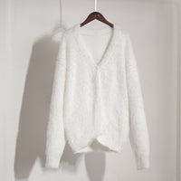 Korean V-Neck Cardigan – Oversized Knitted Sweater