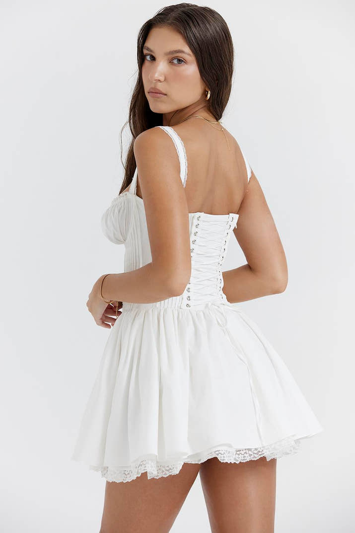 Lace Floral Corset Mini Dress – Elegant Summer Party Wear