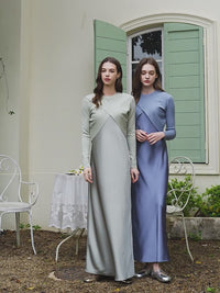 Satin Maxi Dress Set with Knitted Top – Spring Summer Style